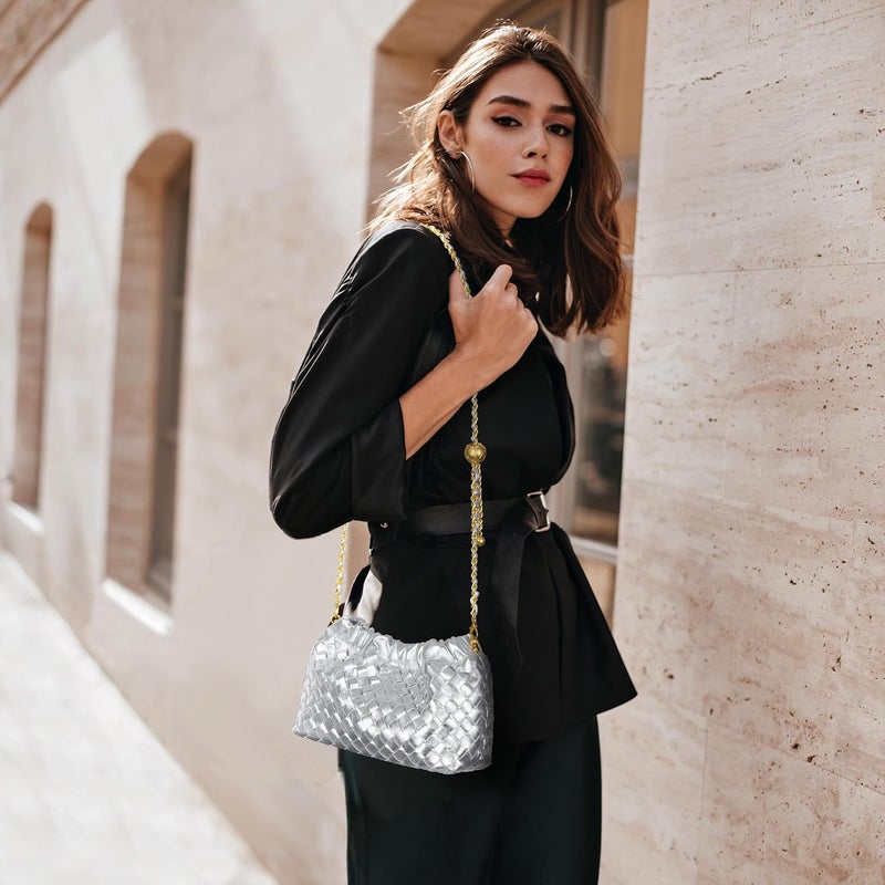 Joryin Woven Women's Crossbody Bag & Evening Purse, Trendy Dumpling Clutch & Hobo Cloud Shoulder Bag Trendy Dumpling Clutch - Image 2